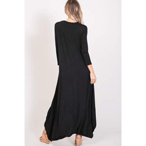 Black Hi Low Tunic Witchycore Drapy Dress top Kaftan Maxi S M L - Picture 3 of 8